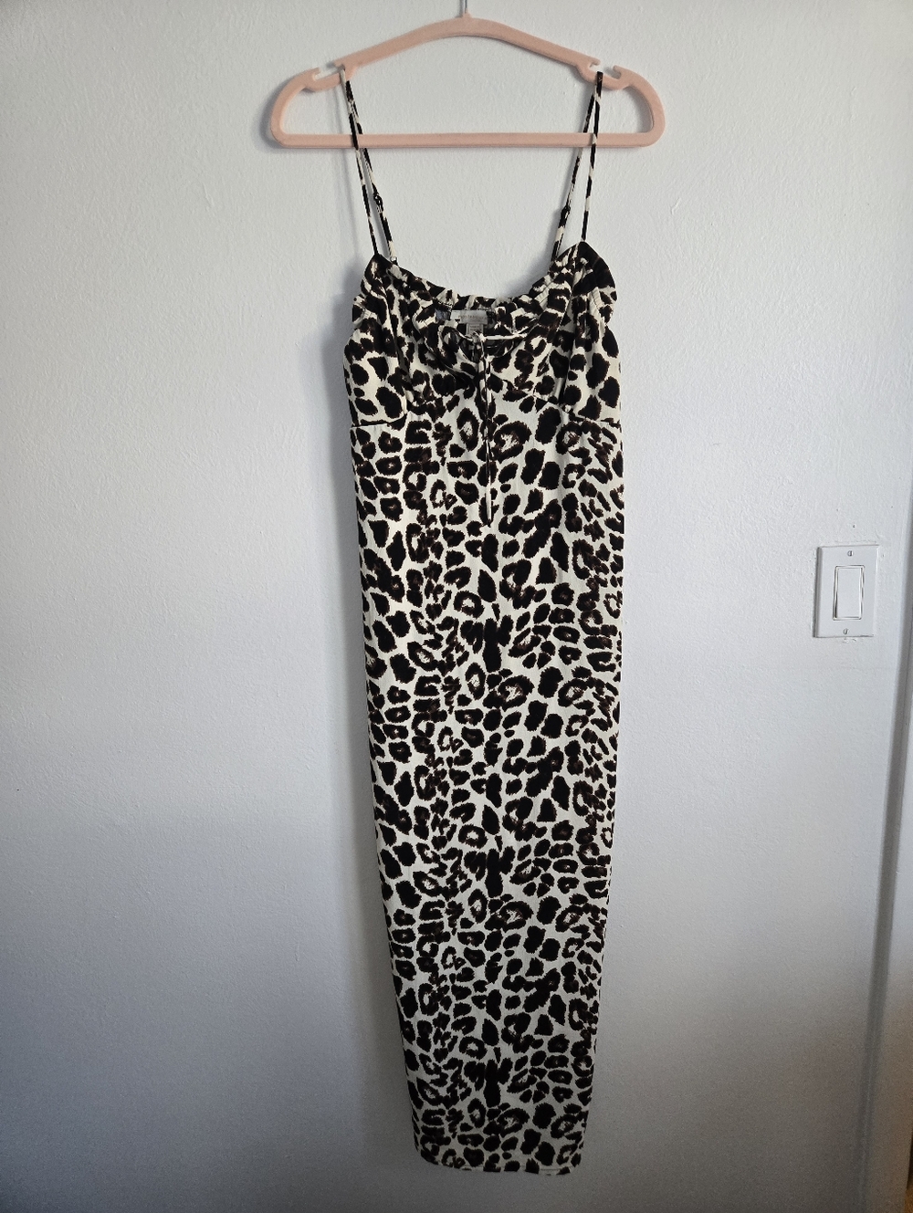 Leopard Print Spaghetti Strap Maxi Dress - Brown & Cream